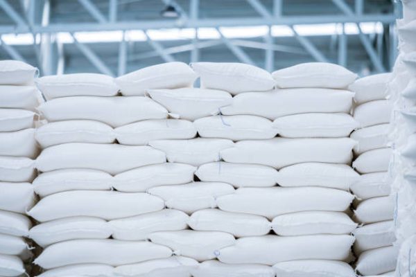 stack of white bag in the warehouse